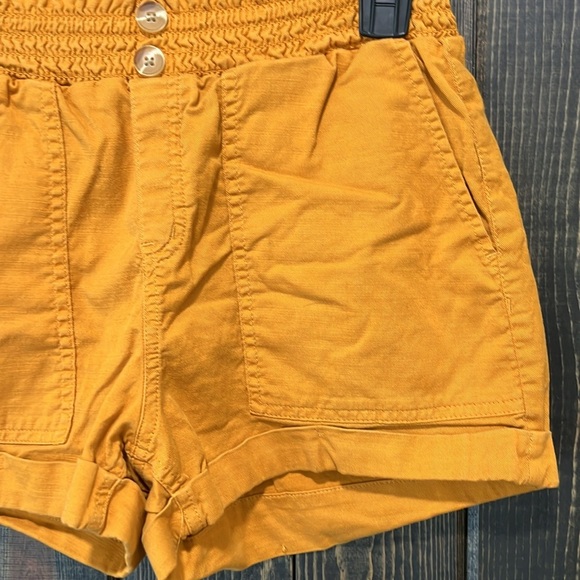 SO Utility Shorts S High Rise Golden Yellow Tan Relaxed Stretch Casual Boho - Picture 3 of 8